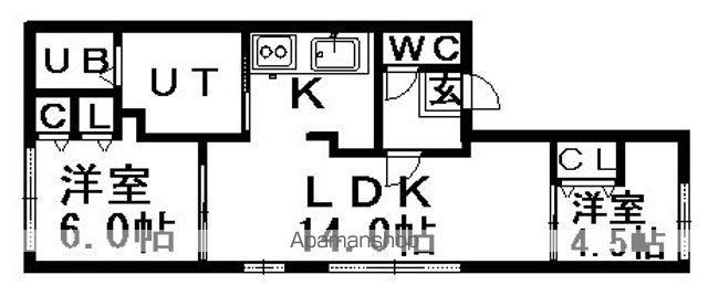 ロティ白石(2LDK/1階)の間取り写真