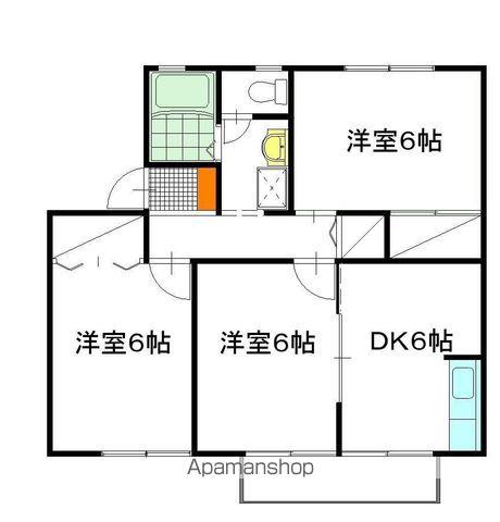 ソシア B棟(3DK/2階)の間取り写真