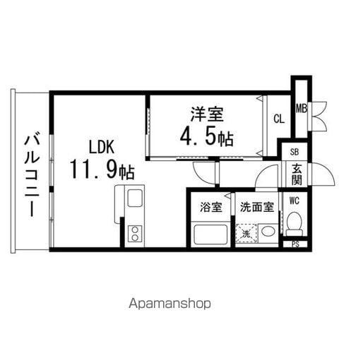 ARRIVARE仙台東(1LDK/2階)の間取り写真