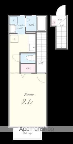 ツインリーフ(1K/2階)の間取り写真