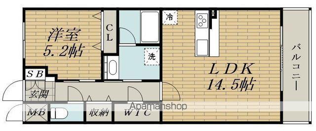 スプランディッド福島ウエスト(1LDK/2階)の間取り写真