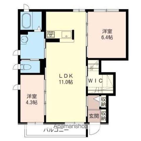 フリーダム樹(2LDK/1階)の間取り写真