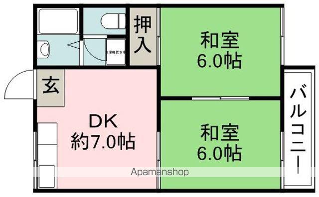 乾ハイツ A棟(2DK/2階)の間取り写真