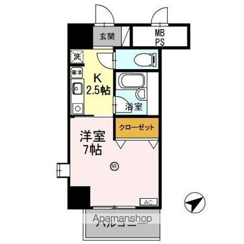 サンタウン竹鼻A棟(1K/2階)の間取り写真