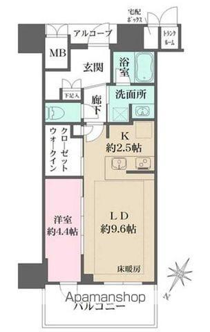 ジオタワー大阪十三(1LDK/19階)の間取り写真