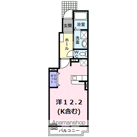 フラワーノートB(ワンルーム/1階)の間取り写真