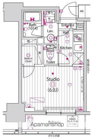 グランド・ガーラ立川(1K/3階)の間取り写真