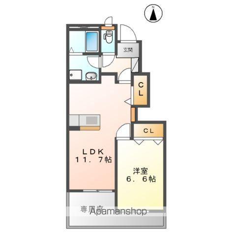 グランダムール麦島(1LDK/1階)の間取り写真