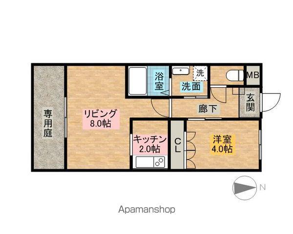 ブルースカイ唐船(1LDK/1階)の間取り写真