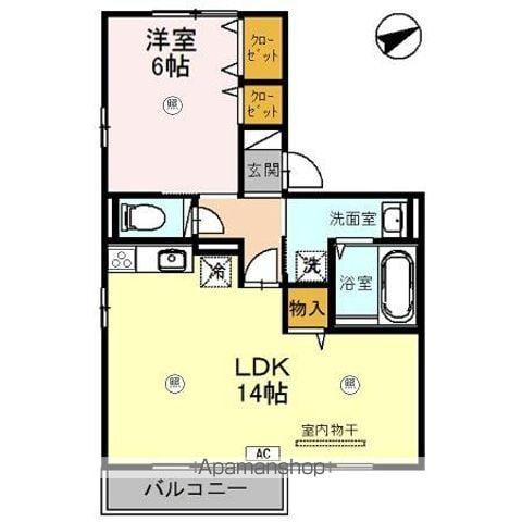 グラースシェリー(1LDK/2階)の間取り写真