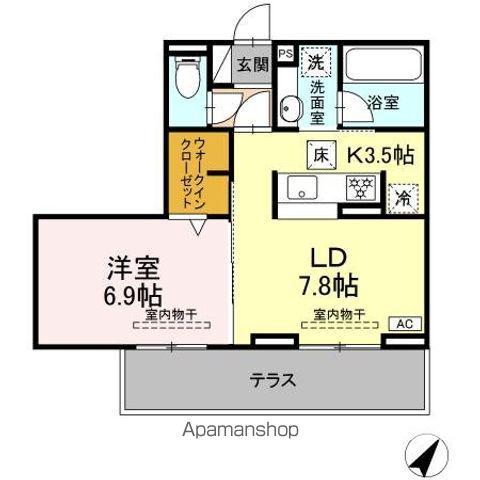 セレーナ東静岡(1LDK/1階)の間取り写真