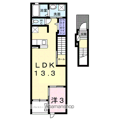 桜庵 A(1LDK/2階)の間取り写真