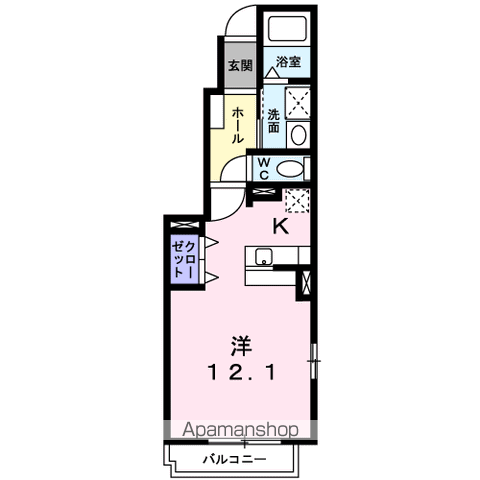 パストラーレ道後B(ワンルーム/1階)の間取り写真