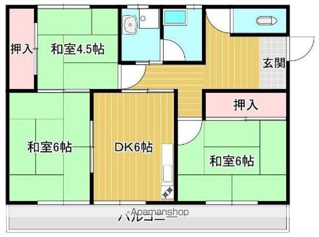 安井マンション B(3DK/2階)の間取り写真
