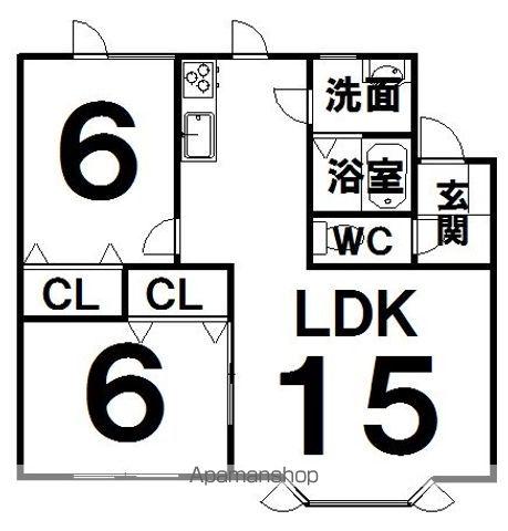 北明マンションA(2LDK/2階)の間取り写真