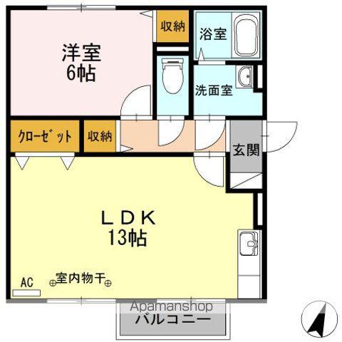 フェンネル(1LDK/2階)の間取り写真