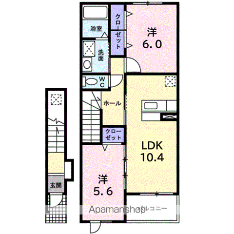 リバ-サイドリエゾン(2LDK/2階)の間取り写真
