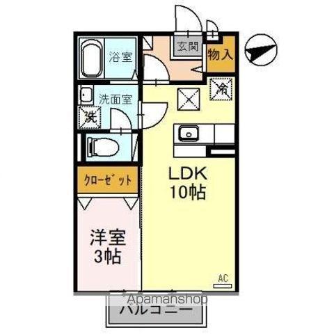 メゾン松葉 B棟(1LDK/1階)の間取り写真