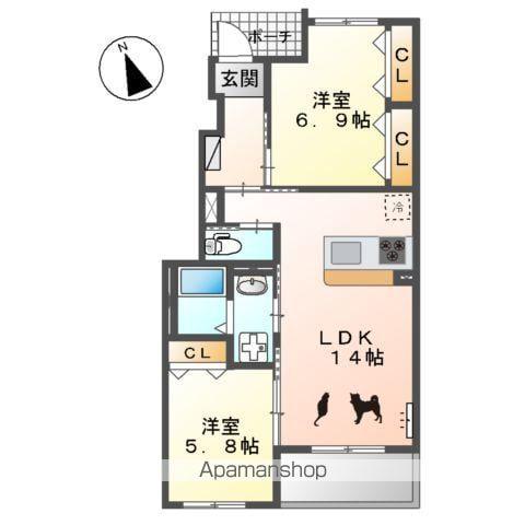 セレーナ(2LDK/1階)の間取り写真