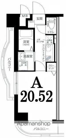 グリフィン横浜・メディオ(1K/8階)の間取り写真