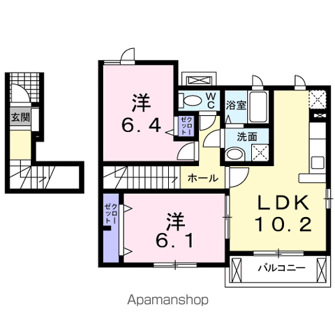 レガーメ(2LDK/2階)の間取り写真