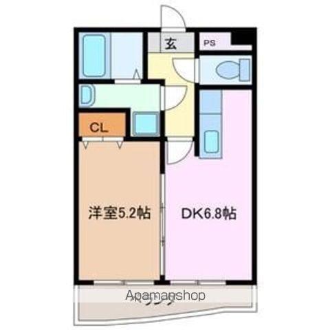 エトワール(1DK/2階)の間取り写真
