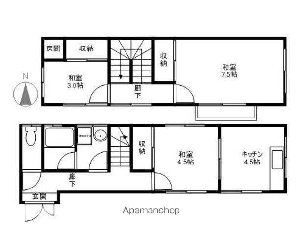 とさでん交通後免線 領石通駅 徒歩20分 2階建 築45年(3DK)の間取り写真