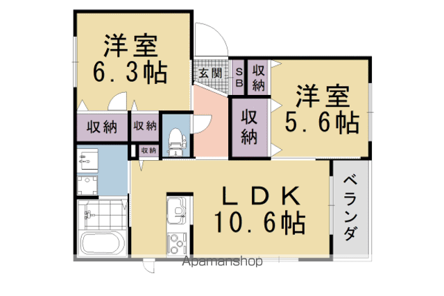 シャーメゾンUN(2LDK/1階)の間取り写真