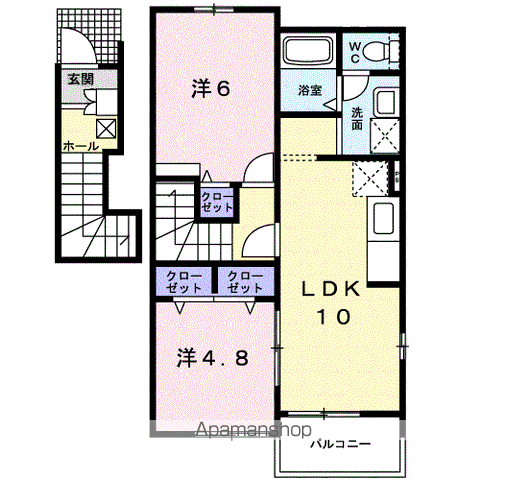 プラシードB(2LDK/2階)の間取り写真