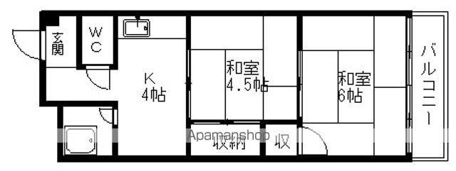 ヤマモトハイツ(2K/3階)の間取り写真