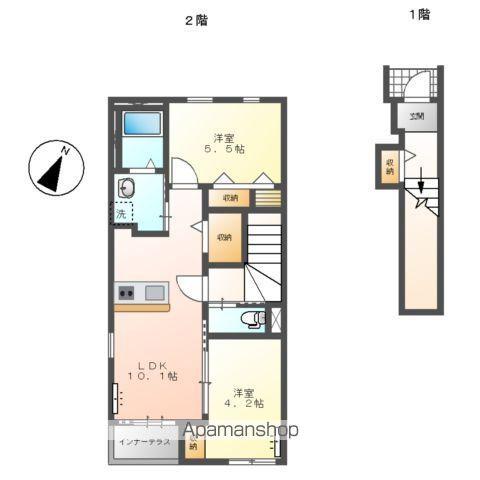 羽生市南4丁目スターテラスⅡ(2LDK/2階)の間取り写真