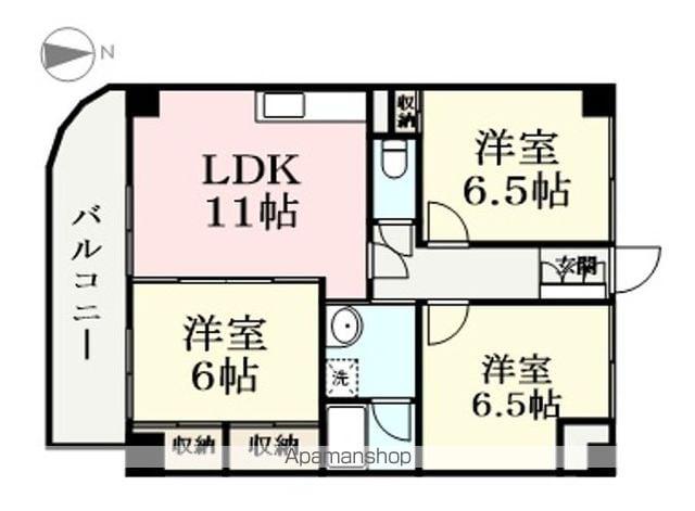 黒川ビル2(3LDK/6階)の間取り写真