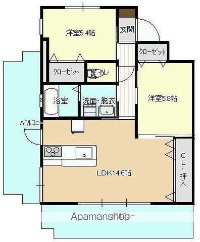J.FEEL高千穂通(2LDK/4階)の間取り写真