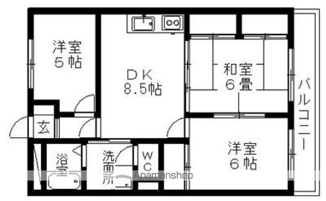 サンオーレ川口(3DK/2階)の間取り写真