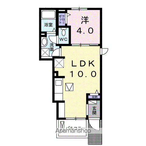 クリアネス ガーデン(1LDK/1階)の間取り写真