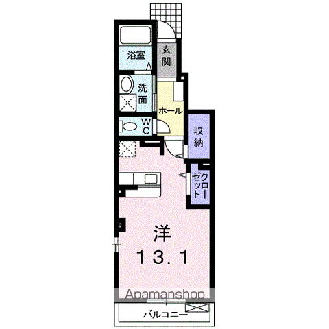 ヒルサイド・NJ(ワンルーム/1階)の間取り写真