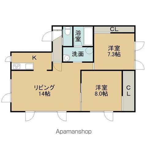 アルファF(2LDK/1階)の間取り写真