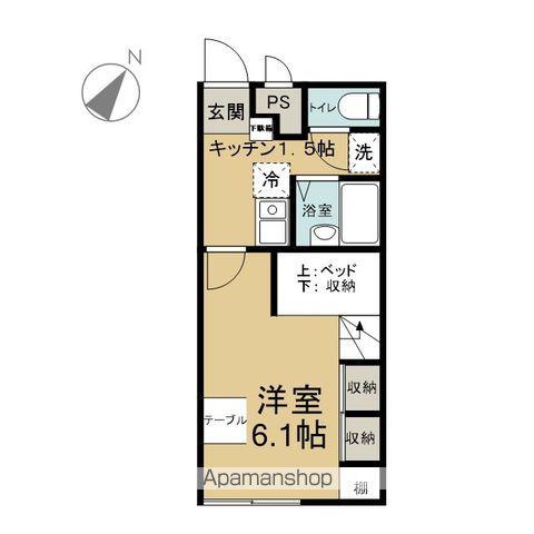 ポラール(1K/1階)の間取り写真