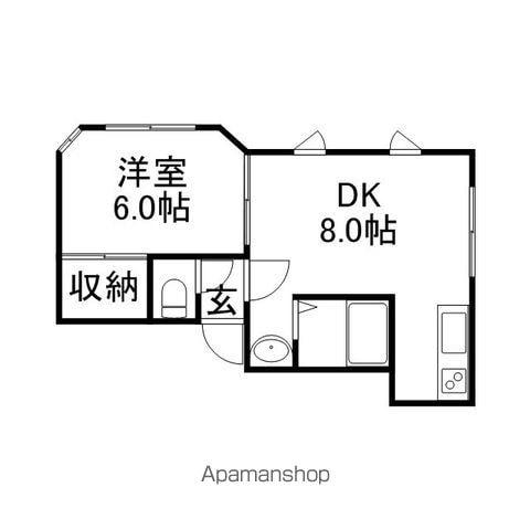 瀬比亜館北10条(1LDK/2階)の間取り写真