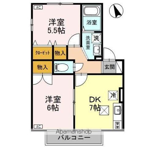 セジュール古津(2DK/1階)の間取り写真