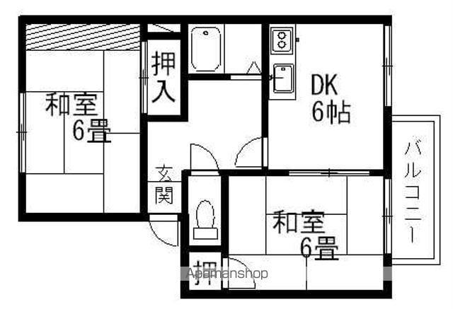 ループふぁいぶ(2DK/2階)の間取り写真