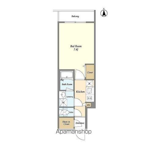 グランカーサ綾瀬(1K/4階)の間取り写真