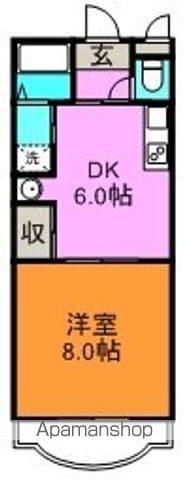 クアルト・ドセ(1DK/4階)の間取り写真