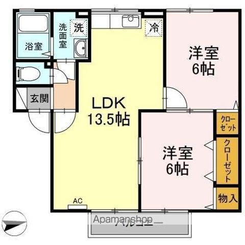 メゾンシャルム木太(2LDK/2階)の間取り写真