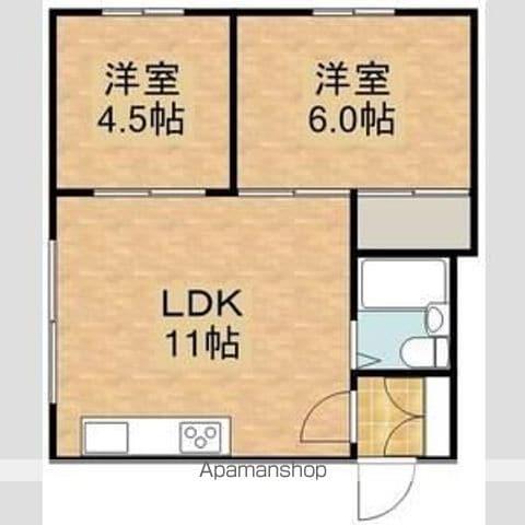 札幌市東西線 大谷地駅 バス乗車時間：19分 桂台団地バス停で下車 徒歩5分 2階建 築46年(2LDK/1階)の間取り写真