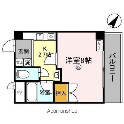 リバーハイツ光陽(1K/4階)の間取り写真