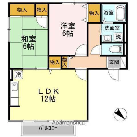 プリムローズⅢA棟(2LDK/2階)の間取り写真