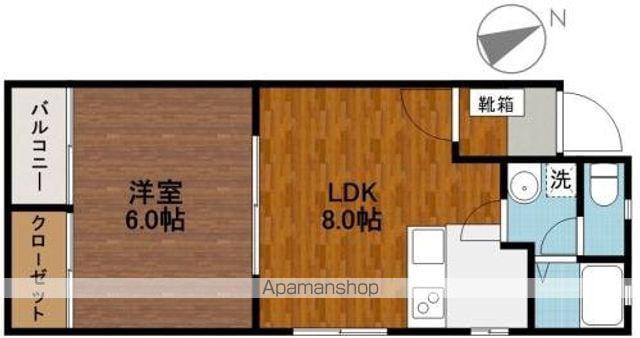 メゾン山一(1LDK/4階)の間取り写真