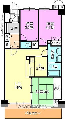 サーパス慶万第二(3LDK/6階)の間取り写真