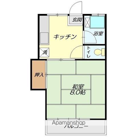 わたなべハイツ(1DK/2階)の間取り写真